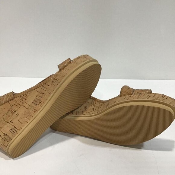 EUC COACH Snakeskin Espadrille Wedges Gold Logo Cork heel COMFY sz 9 Nude - Picture 8 of 9